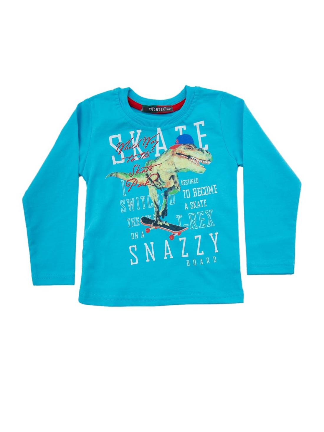 Boy\'s blouse with an application, sea blue NDZ9061 - Online store - Boutique